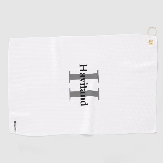 Serviette de golf Monogram avec nom et initiale (Horizontal)