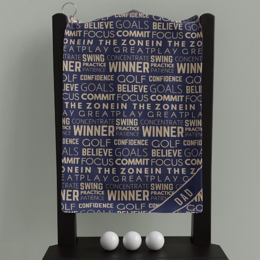Serviette de golf Monogram Bleu et Or du Vainqueur