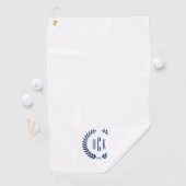 Serviette De Golf Monogram Blue Tones Laurel Wreath (En situation)