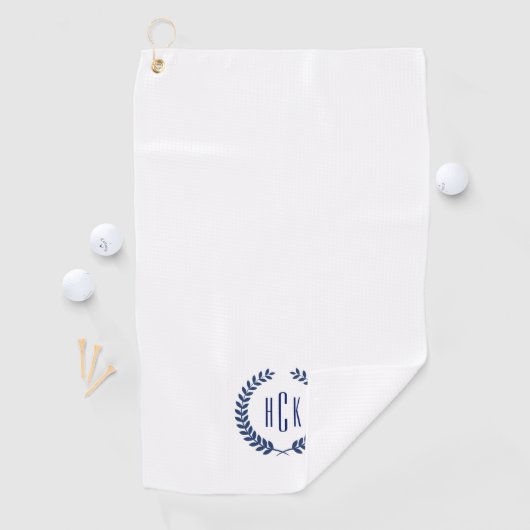 Serviette De Golf Monogram Blue Tones Laurel Wreath (En situation)