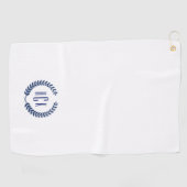 Serviette De Golf Monogram Blue Tones Laurel Wreath (Horizontal)
