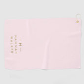 Serviette De Golf Monogram Blush | Elegant Gold Minimum (Horizontal)
