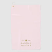 Serviette De Golf Monogram Blush | Elegant Gold Minimum (Devant)