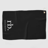 Serviette De Golf Monogram Classic Elegant Minimum Black and White (Horizontal)