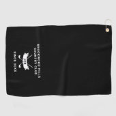 Serviette De Golf Monogram Classique Croisés en Noir et Blanc (Horizontal)