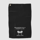 Serviette De Golf Monogram Classique Croisés en Noir et Blanc (Devant)