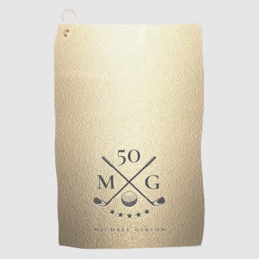 Serviette De Golf Monogram Gold Golf Anniversaire Golf (Devant)