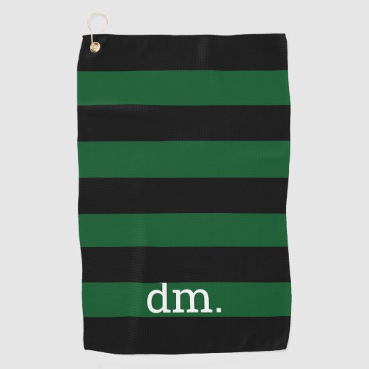 Serviette de golf Monogram Green & Black Stripe av (Devant)