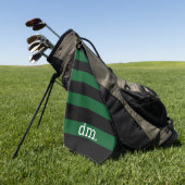 Serviette de golf Monogram Green & Black Stripe av (Vert)