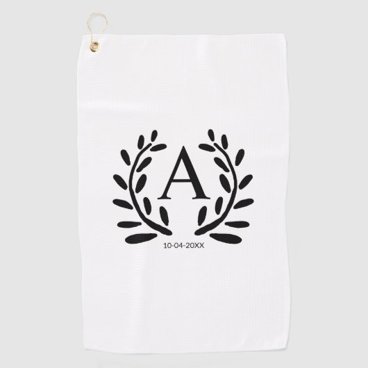 SERVIETTE DE GOLF MONOGRAM GROOMSMAN AJOUTER ANNÉE DATE NOM DONS (Devant)