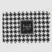 Serviette De Golf Monogram Houndstooth Pattern Black & White (Horizontal)