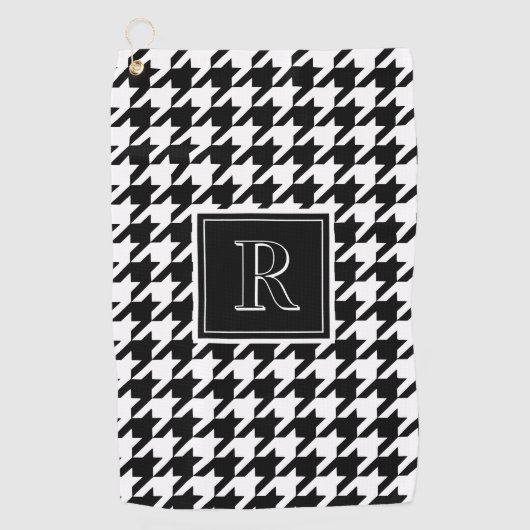 Serviette De Golf Monogram Houndstooth Pattern Black & White (Devant)