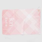 Serviette De Golf Monogram Ladies Pastel Rose Plat Nom personnalisé (Horizontal)