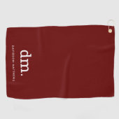 Serviette de golf Monogram Maroon avec texte blanc (Horizontal)