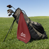 Serviette de golf Monogram Maroon avec texte blanc (Vert)