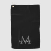 Serviette De Golf Monogram Name Initial Elegant Black Custom (Devant)