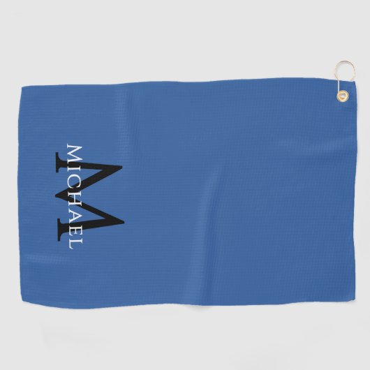 Serviette De Golf Monogram Name Initial Elegant Royal Blue (Horizontal)