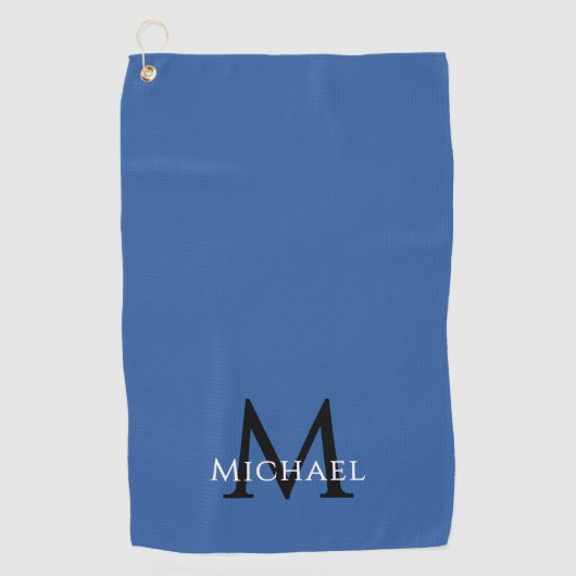 Serviette De Golf Monogram Name Initial Elegant Royal Blue (Devant)