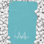 Serviette De Golf Monogram Name Initial Elegant Teal Green Custom