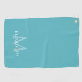 Serviette De Golf Monogram Name Initial Elegant Teal Green Custom (Horizontal)