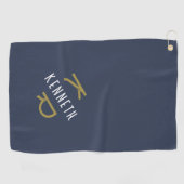 Serviette De Golf Monogram Navy Blue Gold White Minimalist Men (Horizontal)