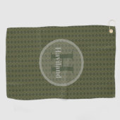 Serviette de golf Monogram Olive avec nom et initi (Horizontal)