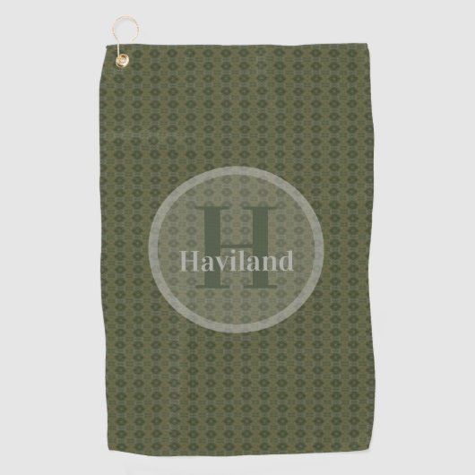 Serviette de golf Monogram Olive avec nom et initi (Devant)