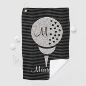 Serviette De Golf Monogram Silver Parties scintillant Golf Ball sur (En situation)