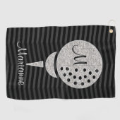 Serviette De Golf Monogram Silver Parties scintillant Golf Ball sur (Horizontal)