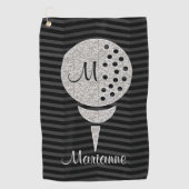 Serviette De Golf Monogram Silver Parties scintillant Golf Ball sur (Devant)