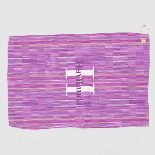 Serviette de golf Monogram Stripe avec nom et init (Horizontal)