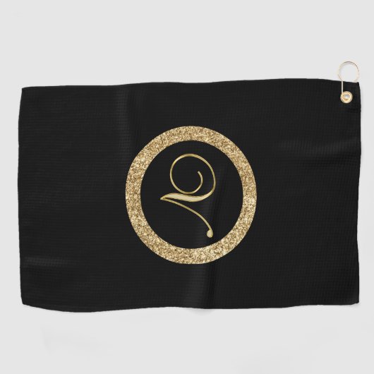 Serviette De Golf Monogram V, élégant script doré (Horizontal)
