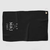 Serviette De Golf Monogram Wedding Anniversary Date (Horizontal)
