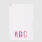 Serviette De Golf Monogramme à 3 lettres rose empilé gras (Devant)