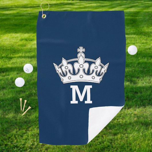 Serviette De Golf Monogramme à couronne blanche personnalisé