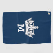 Serviette De Golf Monogramme à couronne blanche personnalisé (Horizontal)