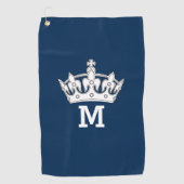 Serviette De Golf Monogramme à couronne blanche personnalisé (Devant)