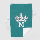 Serviette De Golf Monogramme à couronne blanche personnalisé (En situation)