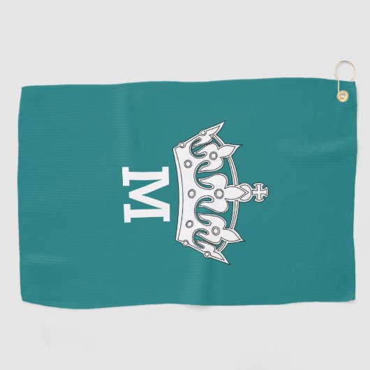Serviette De Golf Monogramme à couronne blanche personnalisé (Horizontal)
