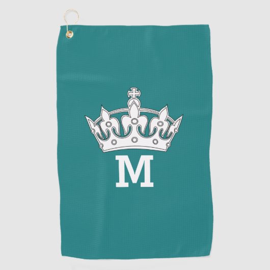 Serviette De Golf Monogramme à couronne blanche personnalisé (Devant)