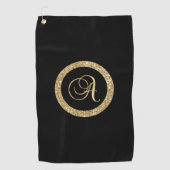 Serviette De Golf Monogramme A, élégant script doré (Devant)