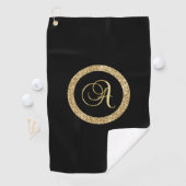 Serviette De Golf Monogramme A, élégante écriture dorée (En situation)