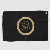 Serviette De Golf Monogramme A, élégante écriture dorée (Horizontal)