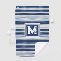 Monogramme à rayures bleues et blanches