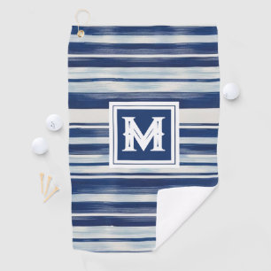 Serviette De Golf Monogramme à rayures bleues et blanches