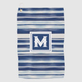 Serviette De Golf Monogramme à rayures bleues et blanches (Devant)