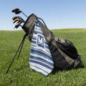 Serviette De Golf Monogramme à rayures bleues et blanches (Vert)