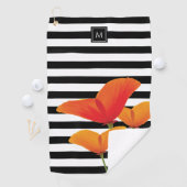 Serviette De Golf Monogramme à rayures noires chic (En situation)