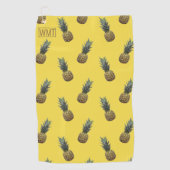 Serviette De Golf Monogramme Aiguille tropicale Motif Jaune (Devant)