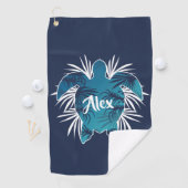 Serviette De Golf Monogramme Aloha Tropical Turtle (En situation)